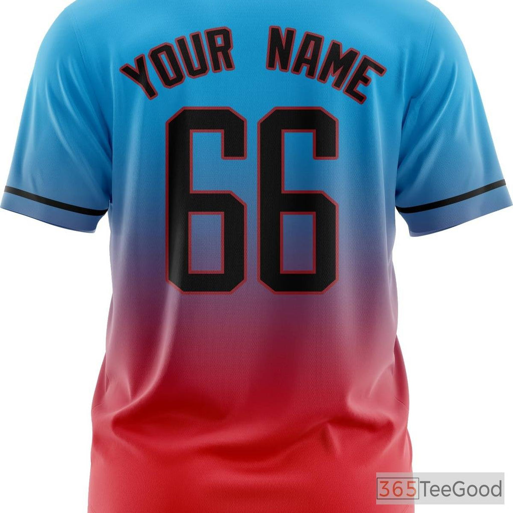 Red & Blue Baseball Jersey Tee for Men & Women - Design Your Own Stitched Design