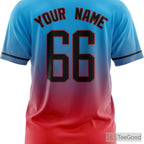 Red & Blue Baseball Jersey Tee for Men & Women - Design Your Own Stitched Design