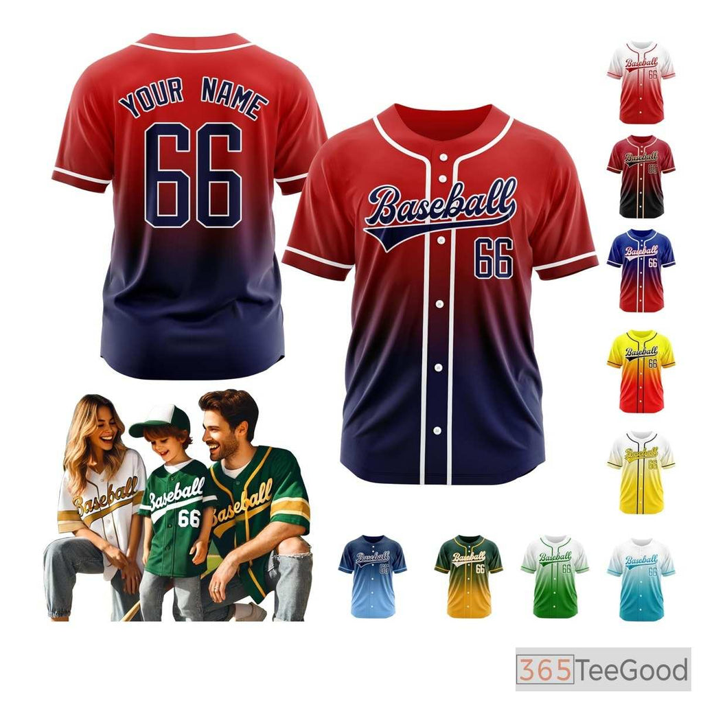 Red & Blue Custom Baseball Jersey Tee for Men & Women - Stitched & Printed Personalization