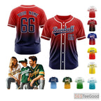 Red & Blue Custom Baseball Jersey Tee for Men & Women - Stitched & Printed Personalization
