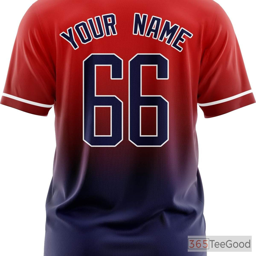Red & Blue Custom Baseball Jersey Tee for Men & Women - Stitched & Printed Personalization