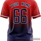 Red & Blue Custom Baseball Jersey Tee for Men & Women - Stitched & Printed Personalization