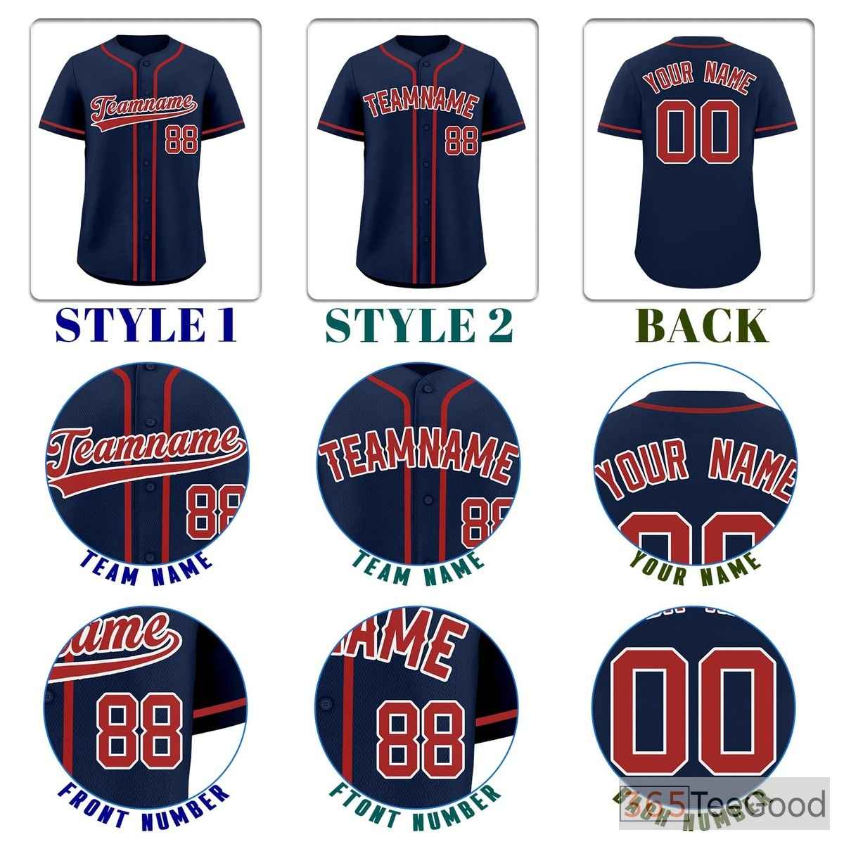 Red & Navy Baseball Jersey Tee for Men & Women - Your blank slate for custom apparel