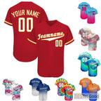 Red & Yellow Custom Baseball Jersey Tee Personalized Unisex Button Down Sports Shirt