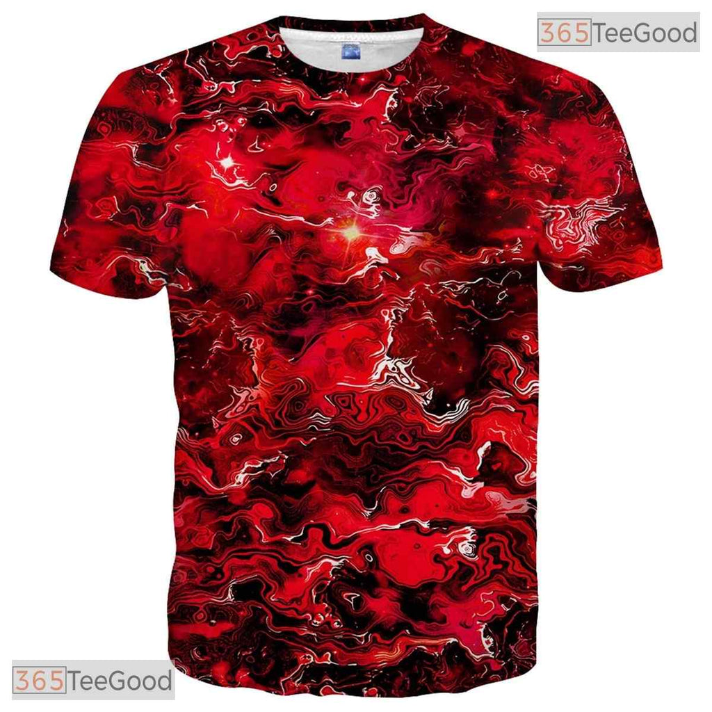 Vibrant Red Graphic Fashion Print 3D Casual Unisex Short Sleeve T-Shirt Tops