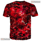 Vibrant Red Graphic Fashion Print 3D Casual Unisex Short Sleeve T-Shirt Tops