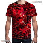 Vibrant Red Graphic Fashion Print 3D Casual Unisex Short Sleeve T-Shirt Tops