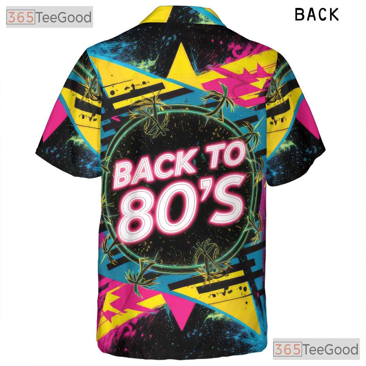 Retro 80s Neon Hawaiian Shirt Unisex Style for Festival Vacation or Beach