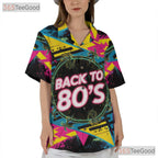 Retro 80s Neon Hawaiian Shirt Unisex Style for Festival Vacation or Beach