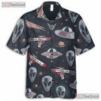 Retro Alien UFO Hawaiian Shirt for Adults - Sci-Fi Cosmic Vacation Style