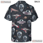 Retro Alien UFO Hawaiian Shirt for Adults - Sci-Fi Cosmic Vacation Style