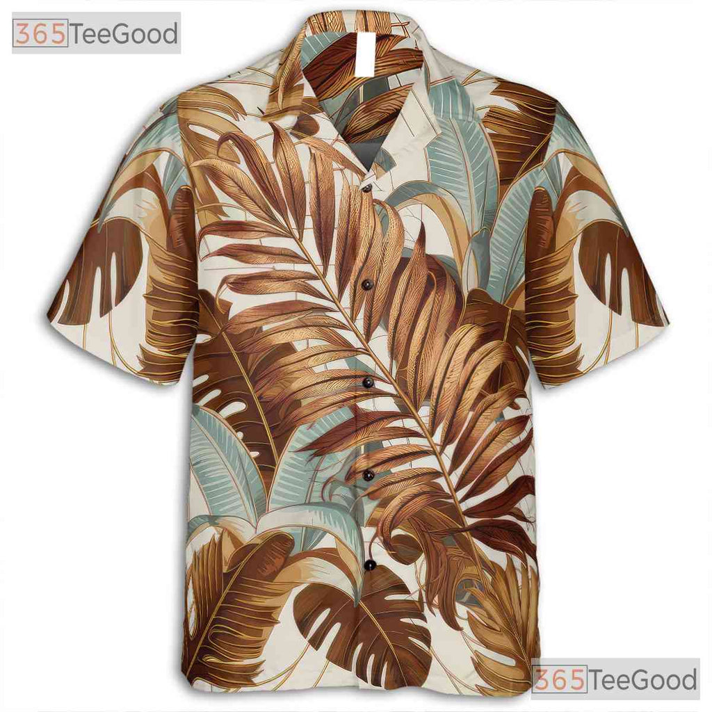 Retro Botanical White Tropical Leaf Summer Aloha Hawaiian Shirt Men Women Top