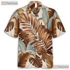 Retro Botanical White Tropical Leaf Summer Aloha Hawaiian Shirt Men Women Top