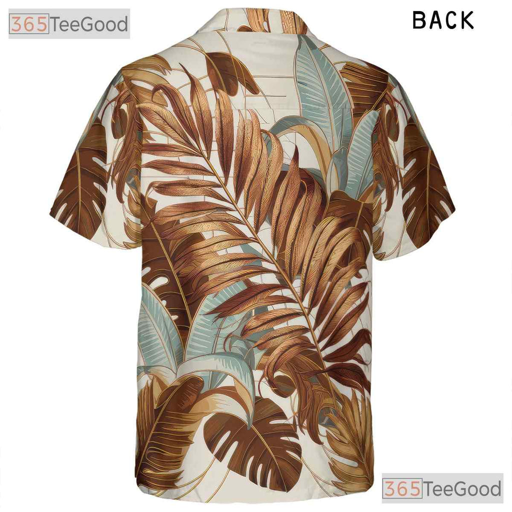 Retro Botanical White Tropical Leaf Summer Aloha Hawaiian Shirt Men Women Top