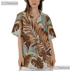 Retro Botanical White Tropical Leaf Summer Aloha Hawaiian Shirt Men Women Top