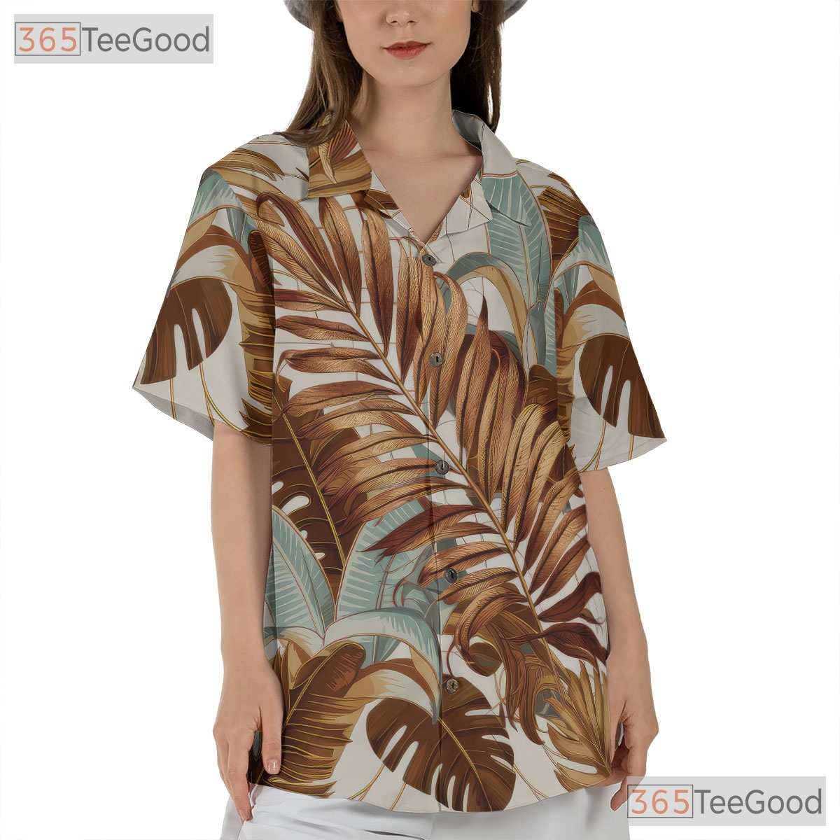 Retro Botanical White Tropical Leaf Summer Aloha Hawaiian Shirt Men Women Top