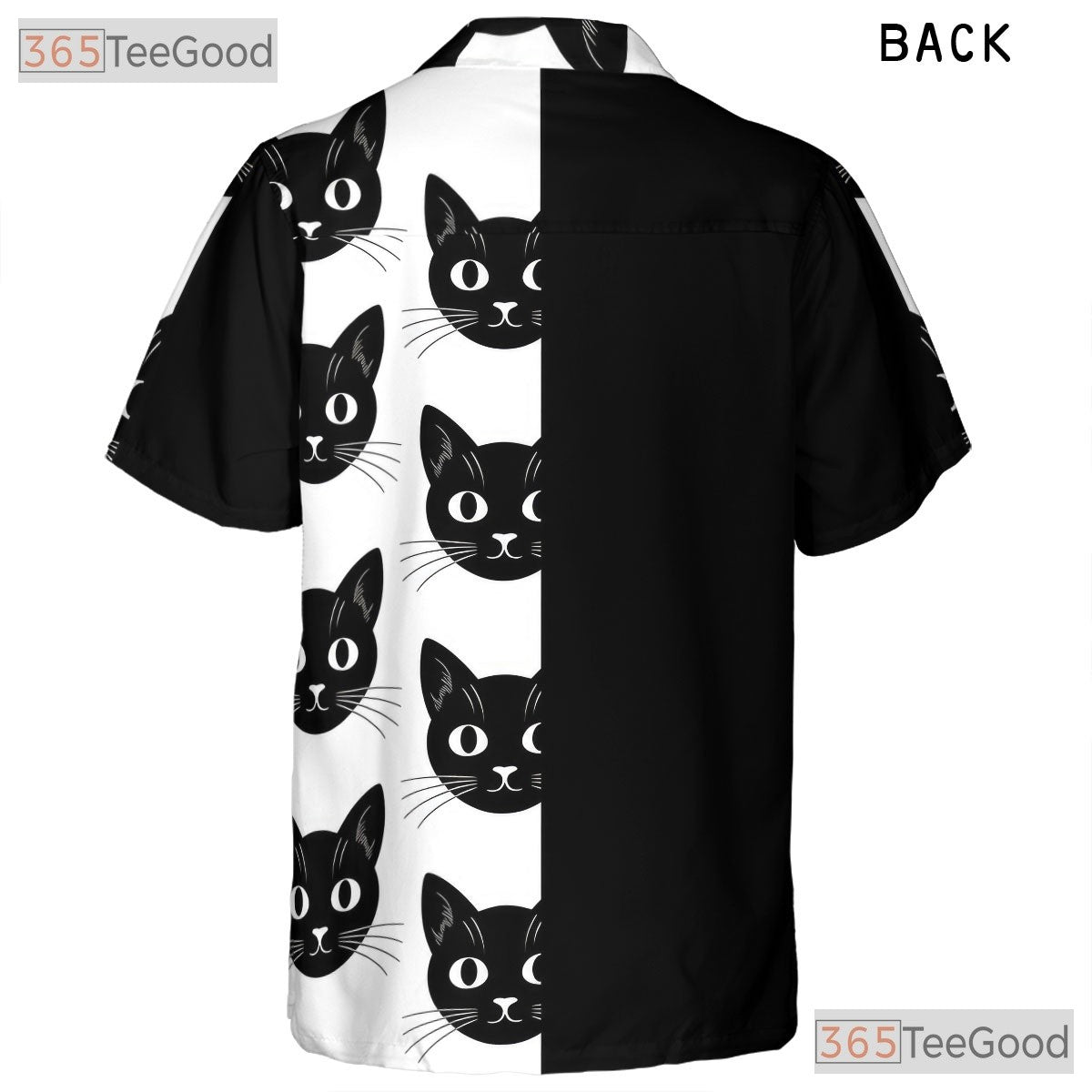Retro Gothic Black Cat Hawaiian Tee- Unisex Aesthetic Peeking Face Art Top