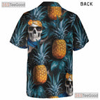 Retro Gothic Pineapple Skull Tropical Hawaiian Tee Men Women Summer Beachwear