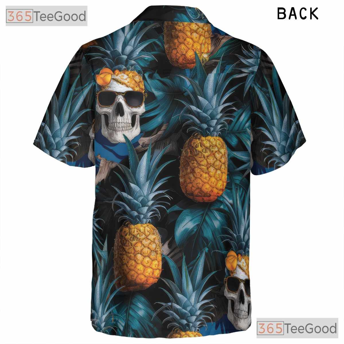 Retro Gothic Pineapple Skull Tropical Hawaiian Tee Men Women Summer Beachwear