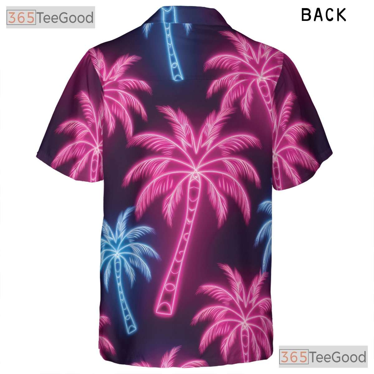 Retro Neon Palm Tree Hawaiian Tee- Unisex Tropical Black Beach Party Apparel