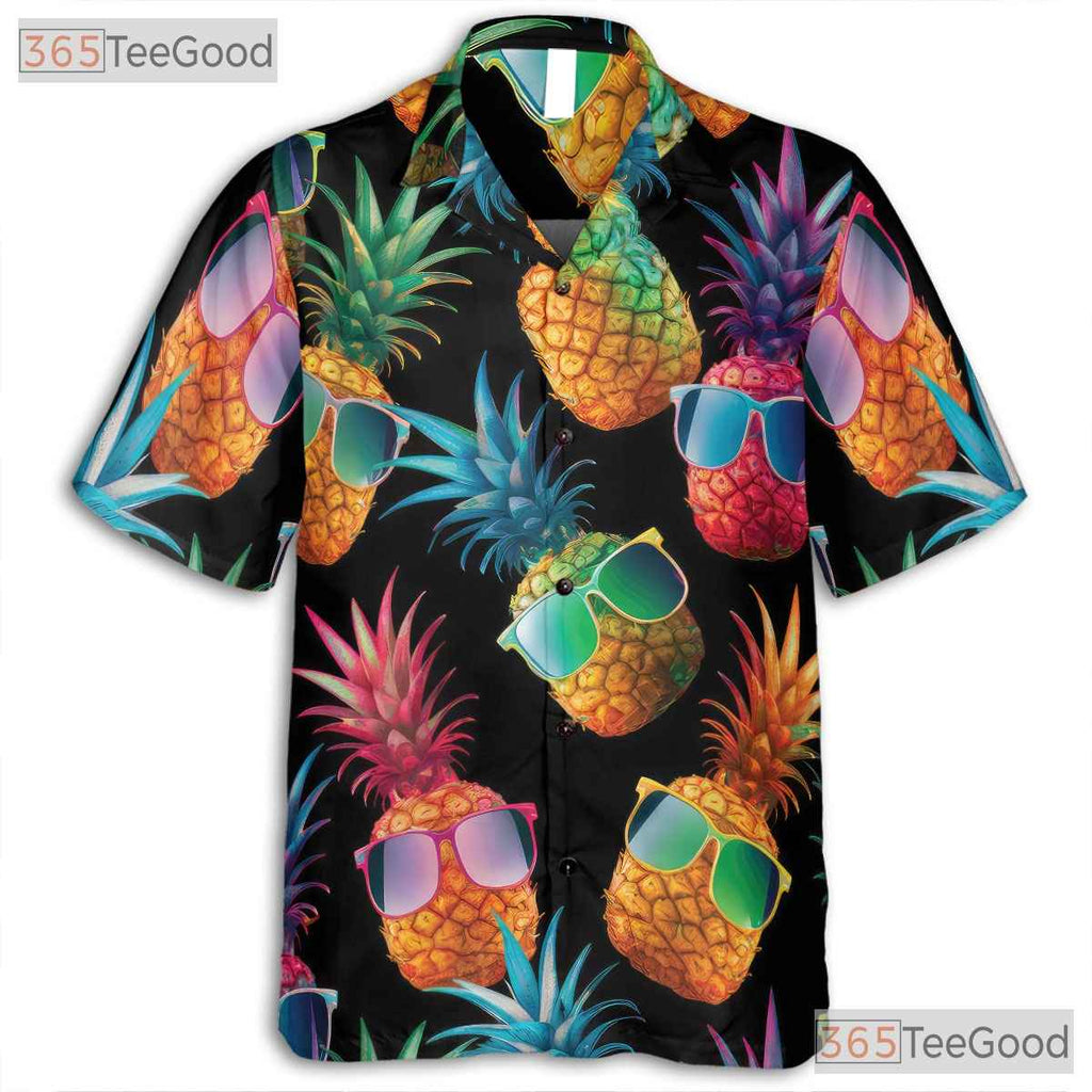 Retro Neon Pineapple Funky Tropical Aloha Party Hawaiian Tee Unisex Outfit Top