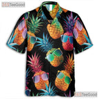 Retro Neon Pineapple Funky Tropical Aloha Party Hawaiian Tee Unisex Outfit Top
