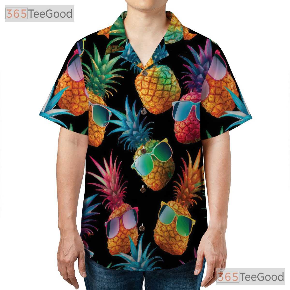 Retro Neon Pineapple Funky Tropical Aloha Party Hawaiian Tee Unisex Outfit Top