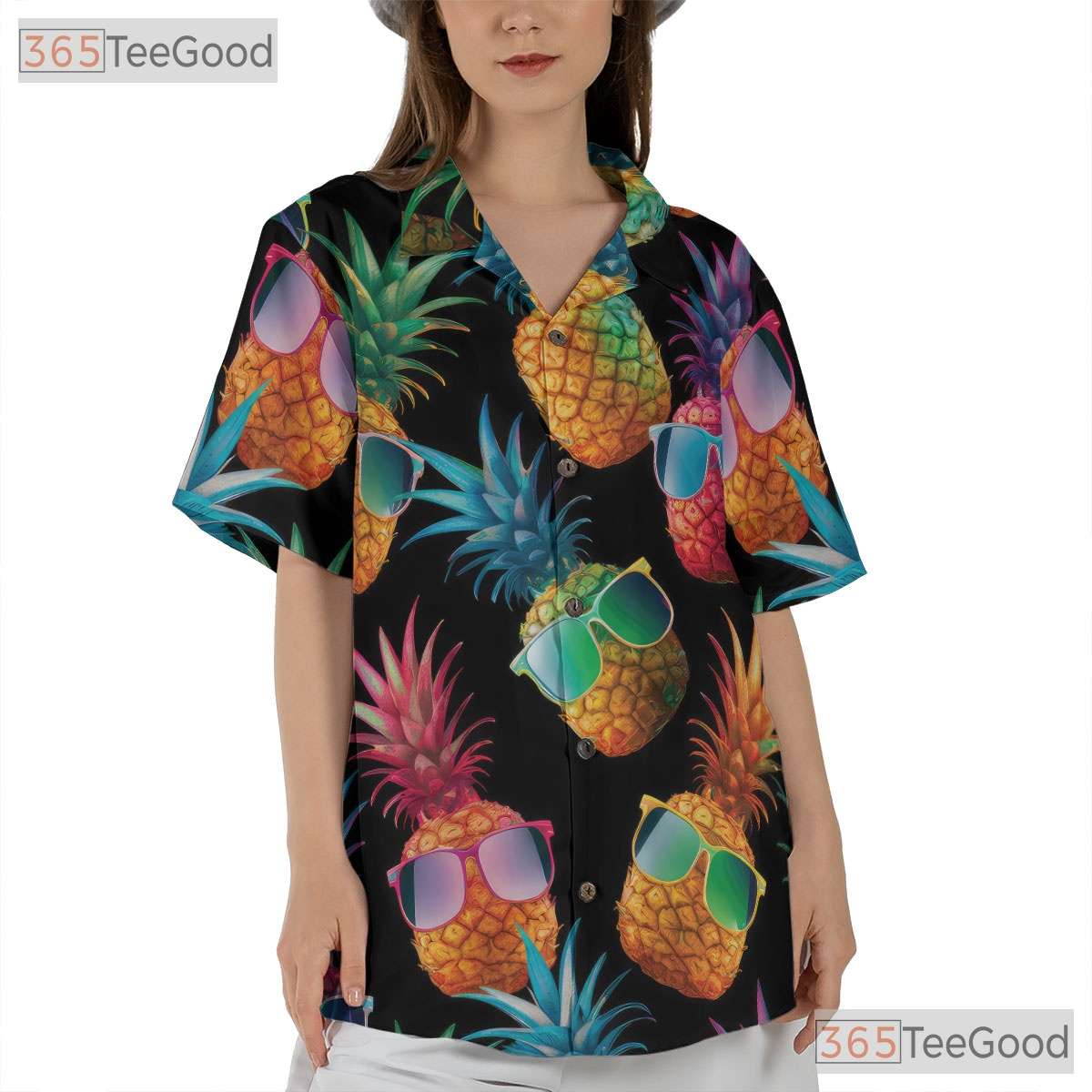 Retro Neon Pineapple Funky Tropical Aloha Party Hawaiian Tee Unisex Outfit Top