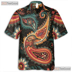 Retro Paisley Hawaiian Shirt - Unisex Unique Boho Floral Print Aloha Tee