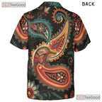 Retro Paisley Hawaiian Shirt - Unisex Unique Boho Floral Print Aloha Tee