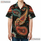 Retro Paisley Hawaiian Shirt - Unisex Unique Boho Floral Print Aloha Tee