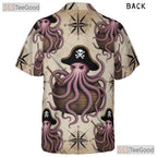 Retro Pirate Octopus Hawaiian Shirt- Unisex Nautical Map Kraken Beach Top