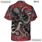 Retro Red Octopus Hawaiian Shirt Unisex Tropical Beach Style