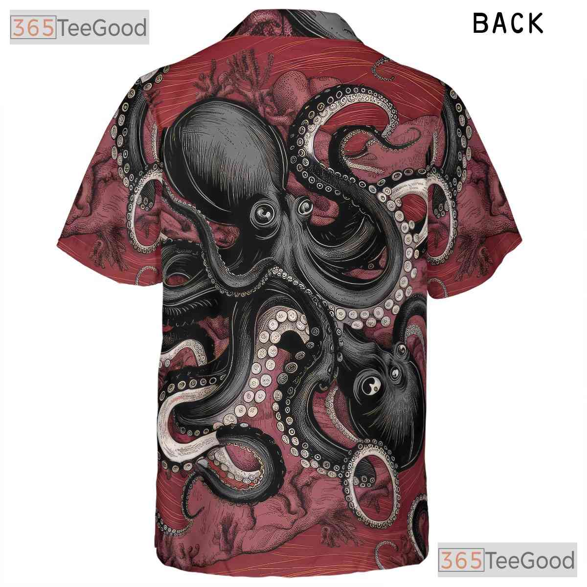 Retro Red Octopus Hawaiian Shirt Unisex Tropical Beach Style