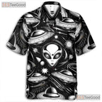 Retro Sci-Fi Alien Space Pattern Hawaiian Shirt Unisex Spaceship Summer Outfit