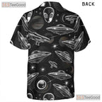 Retro Sci-Fi Alien UFO Spaceship Space Pattern Hawaiian Shirt Unisex Summer Tee