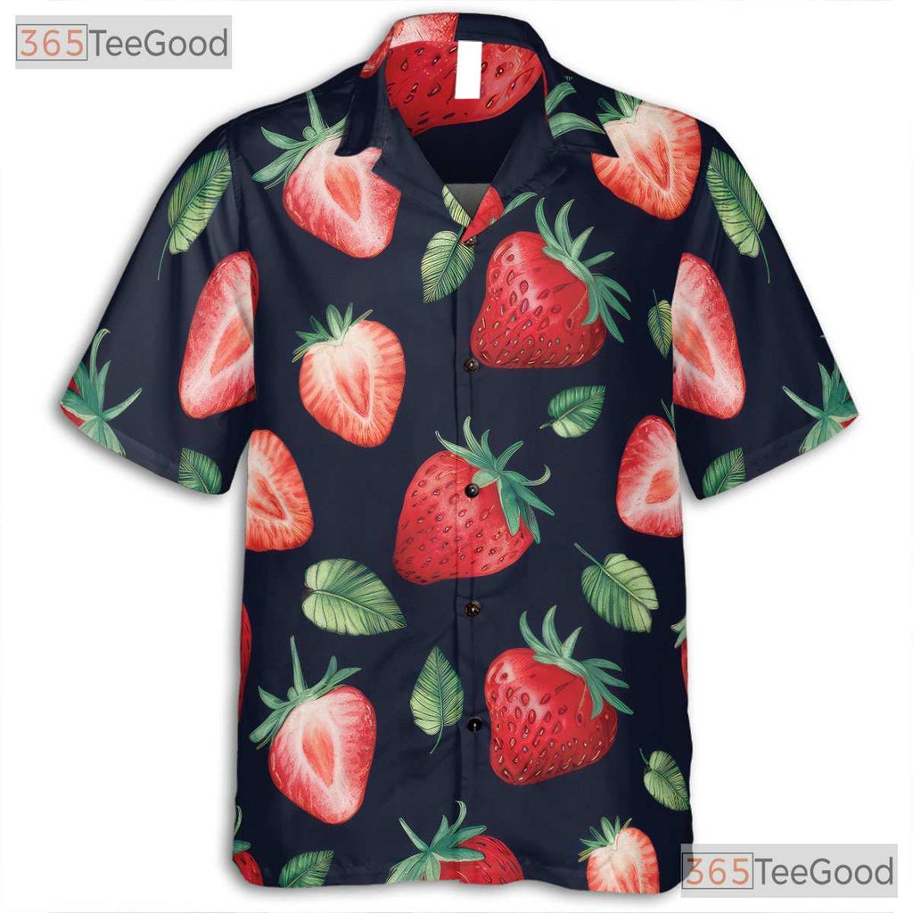 Retro Strawberry Fruit Pattern Hawaiian Shirt Men Women Summer Festival Top