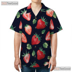 Retro Strawberry Fruit Pattern Hawaiian Shirt Men Women Summer Festival Top