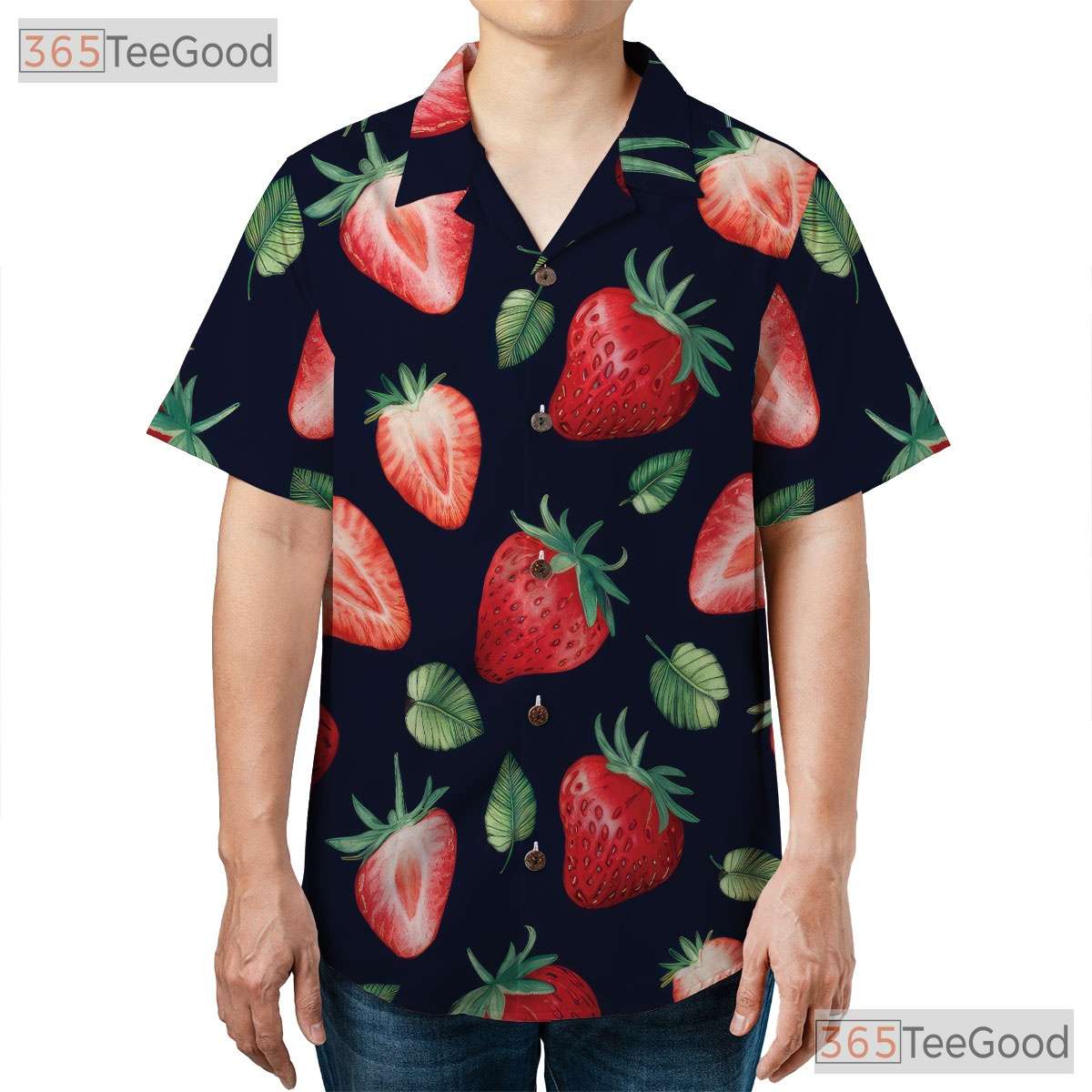 Retro Strawberry Fruit Pattern Hawaiian Shirt Men Women Summer Festival Top