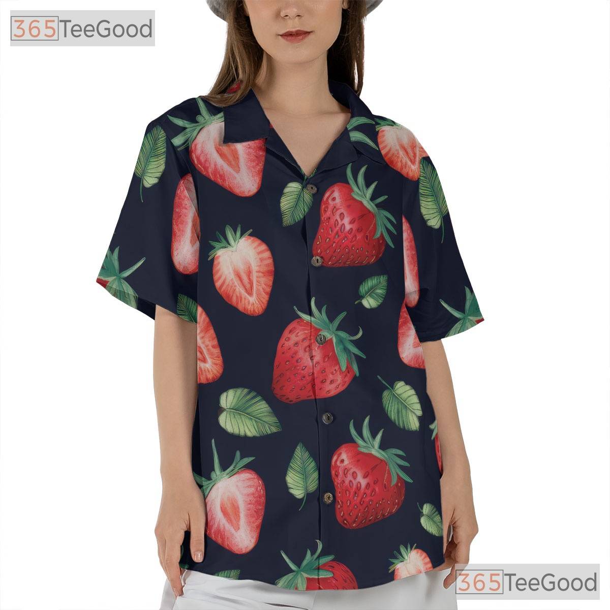 Retro Strawberry Fruit Pattern Hawaiian Shirt Men Women Summer Festival Top