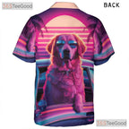 Retro Sunset Beach Vibes Golden Retriever Hawaiian Tee Unisex Summer Outfit