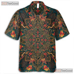 Retro Teal Floral Boho Ornate Print Aloha Hawaiian Shirt Men Women Summer Top