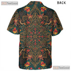Retro Teal Floral Boho Ornate Print Aloha Hawaiian Shirt Men Women Summer Top