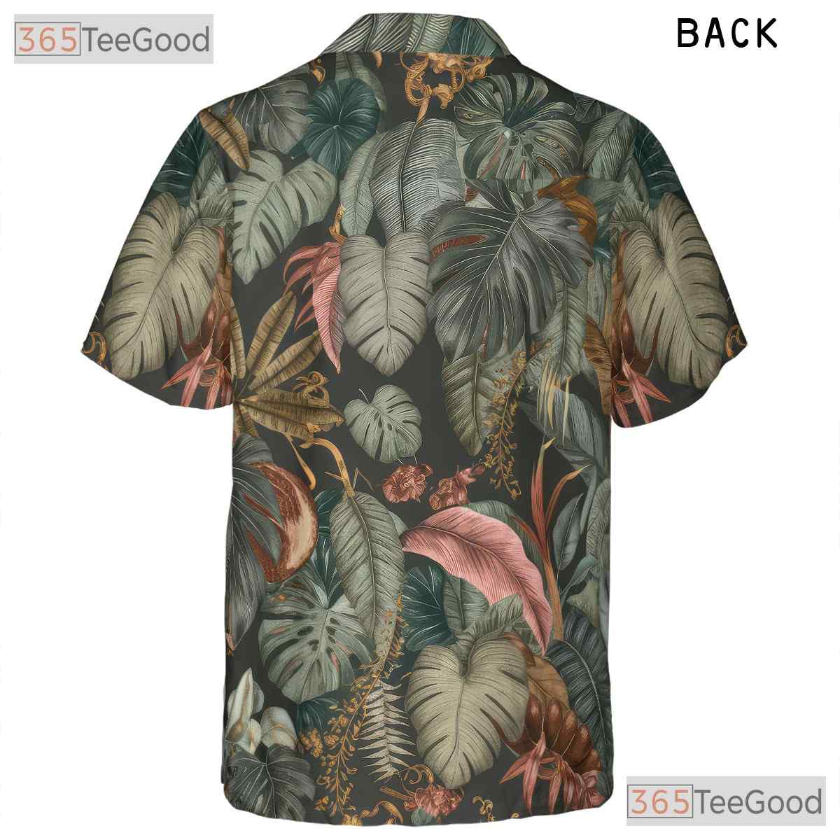 Retro Tropical Botanical Palm Hawaiian Tee Men Women Beach Aloha Shirt