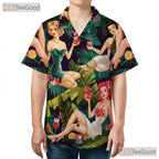Retro Tropical Tiki Pin Up Girl Aloha Hawaiian Tee Men Women Summer Beachwear