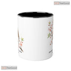 Bird On Cherry Blossom Perched Between Coffee And Chaos Sassy Quote Ceramic Accent Mug
