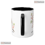 Bird On Cherry Blossom Perched Between Coffee And Chaos Sassy Quote Ceramic Accent Mug