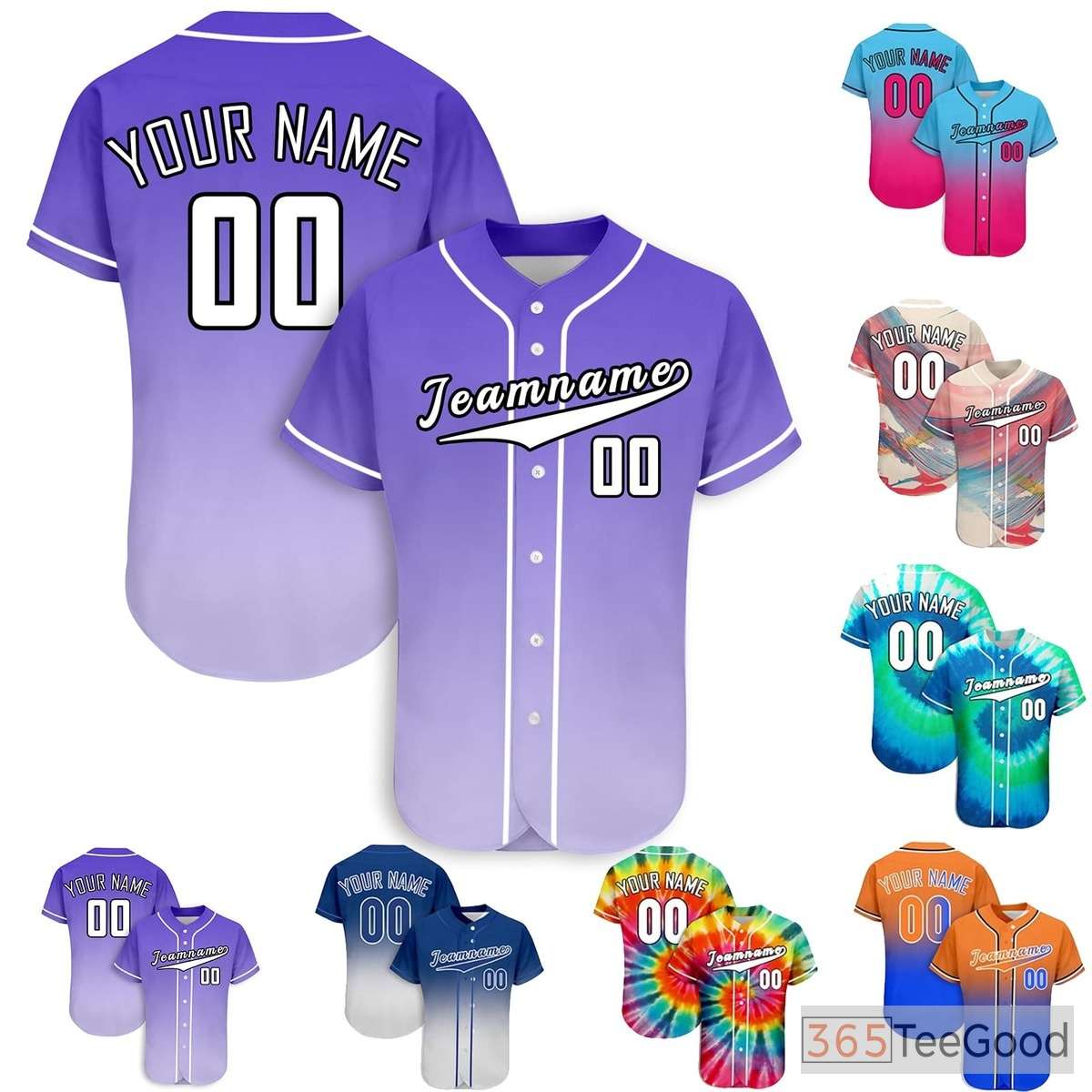 Royal Purple Custom Baseball Jersey Button Down Personalized Unisex Team Sports Shirt