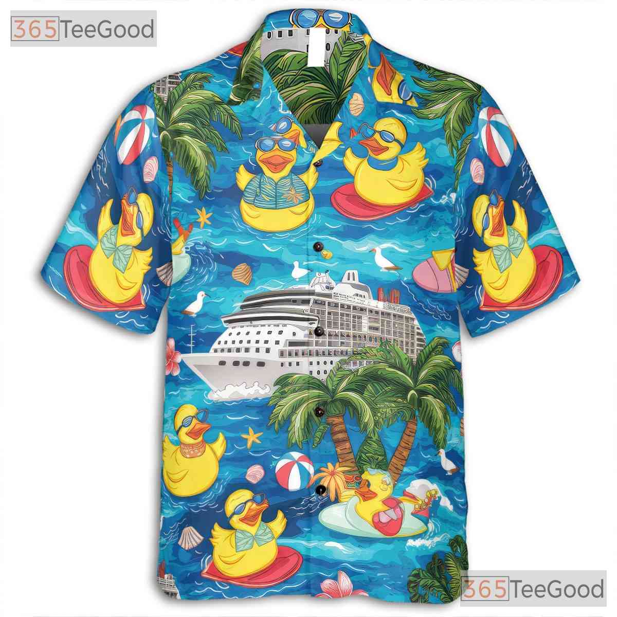 Rubber Duck Cruise Print Hawaiian Shirt - Men's Tropical Vibe Aloha Tee