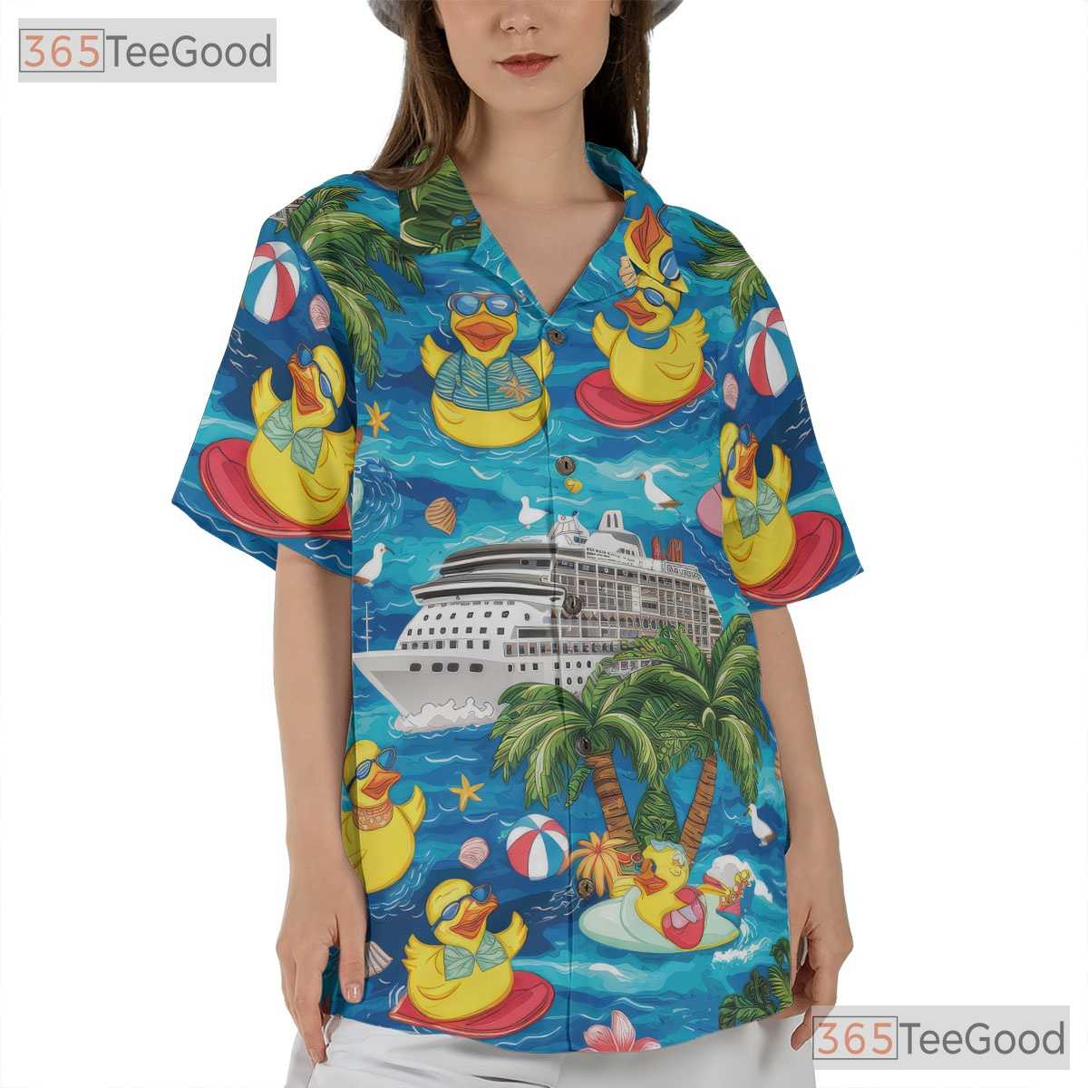 Rubber Duck Cruise Print Hawaiian Shirt - Men's Tropical Vibe Aloha Tee